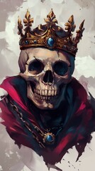 Naklejka premium PNG Skull wearing crown drawing illustration accessories.