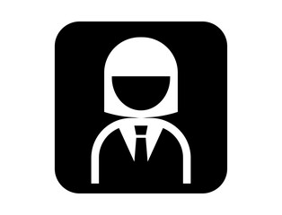 スーツを着た人の四角いシンプルなモノクロ白抜きイラストアイコン