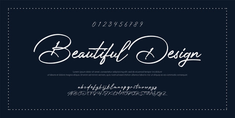 Hand drawn vector alphabet. Modern monoline signature script font. Elegant Signature Font. Best Alphabet Beautiful Calligraphy Signature Font lettering