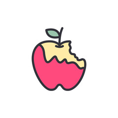 Rotten apple colored icons, minimalist vector illustration ,simple transparent graphic element .Isolated on white background