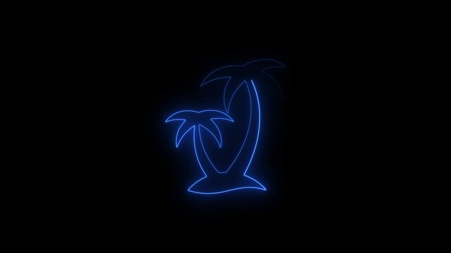 Glowing neon line nature icon animation.4k motion graphic video animation.on a isolated black background