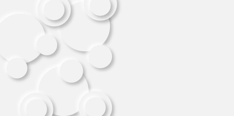 Abstract white background with 3D circles pattern, interesting white grey vector background.Futuristic abstract background. Glowing circle lines design.Suit for poster, banner, cover, presentation,etc