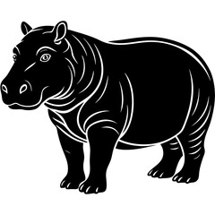 Fototapeta premium black silhouette of a Hippopotamus animal 