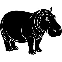 Obraz premium black silhouette of a Hippopotamus animal 