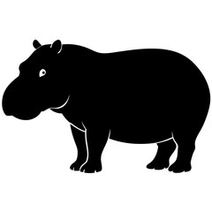 Obraz premium black silhouette of a Hippopotamus animal 