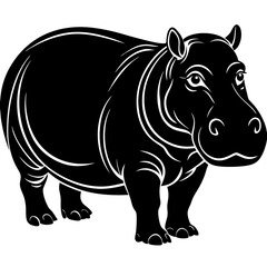 Fototapeta premium black silhouette of a Hippopotamus animal 
