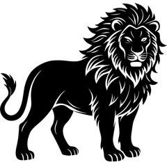 Fototapeta premium black silhouette of a Lion animal 