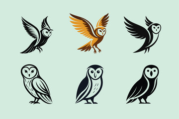 Barn Owl bird, silhouette vector illustration