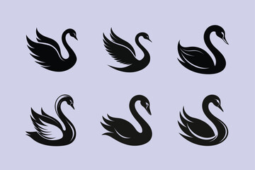 Fototapeta premium Mute Swan bird, silhouette vector illustration