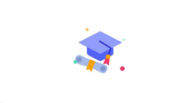 graduate . graduate icon , graduate animation , Graduation cap icon , line icon animation , Graduation day, graduation cap , congratulations , diploma , line icon animation , successful,  degree Anima