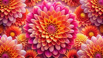 Vibrant pink and orange flower petals intertwined in a intricate floral design, creating a stunning visual effect , nature beauty, floral arrangement