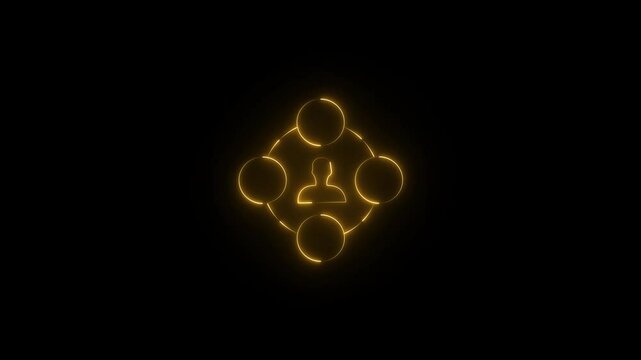 Glowing line Team Connection with Central Manager Icon animation. Neon Business Network with Team Leader Highlight video.