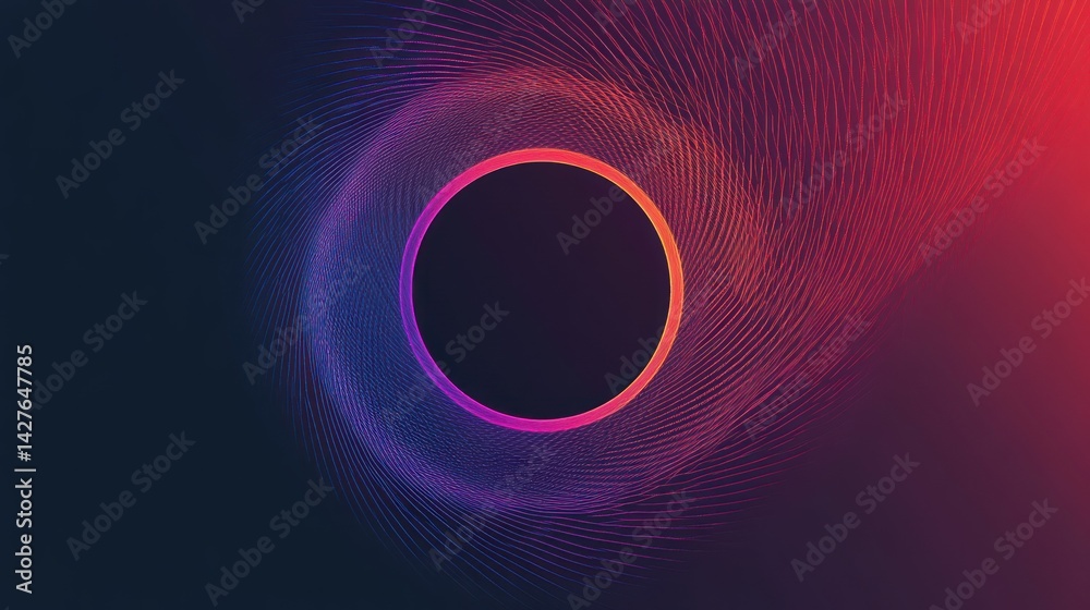 Poster abstract circular graphic design with vibrant, swirling lines and color gradients