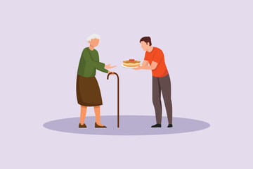 Neighbors sharing Concept. Colored flat vector illustration isolated