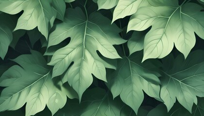 Fototapeta premium A dense arrangement of green leaves creates a serene, natural pattern for background use.