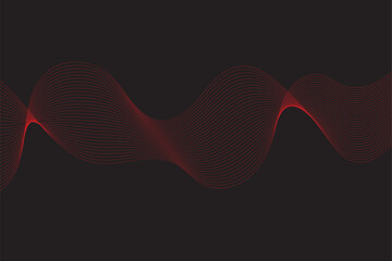 Abstract modern background with red wavy lines and particles. Technology backdrop. EPS10