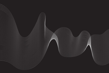 Abstract white and grey geometric smoky blend liens background. Gray and white abstract technology wavy curve lines background. Vector illustration.