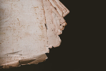  a pile of old paper with a yellowing color, old paper over time, old or worn sheets of paper, old...