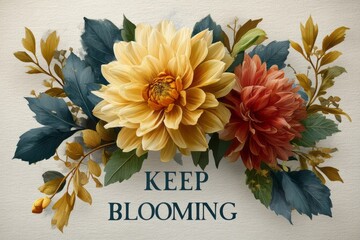 Stunning Floral Arrangement with Bold Yellow and Red Flowers and Inspirational Text for Decor