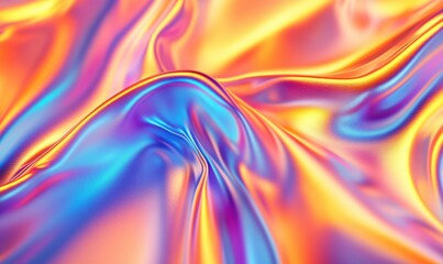 Naklejka premium Iridescent fabric folds, abstract background, colorful texture, design element