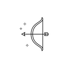 Archery Bow and Arrow Icon with Stars on White Background  