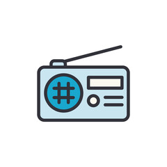 Radio colored icons, minimalist vector illustration ,simple transparent graphic element .Isolated on white background