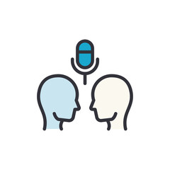 Podcast colored icons, minimalist vector illustration ,simple transparent graphic element .Isolated on white background