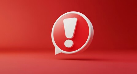 Red exclamation mark bubble on red background