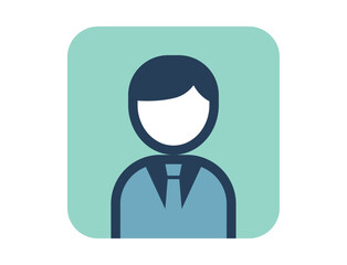 スーツを着た人の四角いシンプルなカラフルカラーイラストアイコン