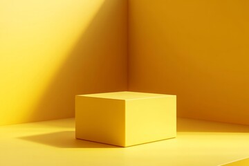 Yellow studio cube display podium