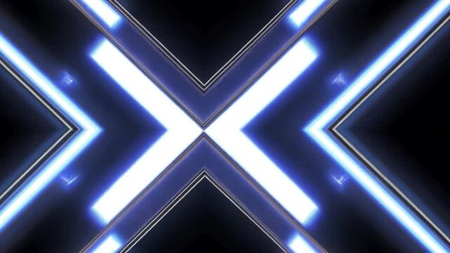 Abstract background with blue neon lights forming an x shape