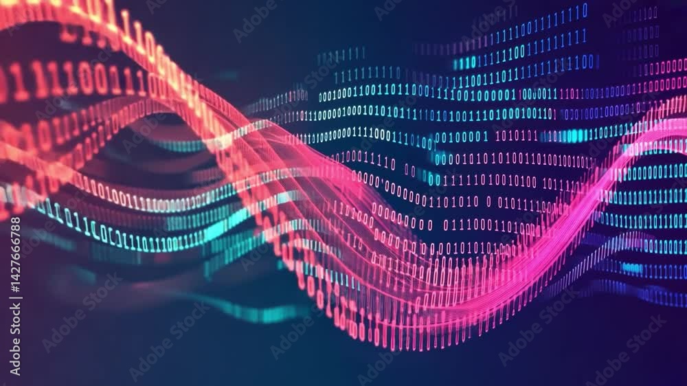 Poster abstract digital wave with binary code representation