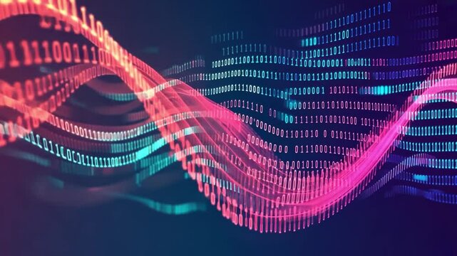 Abstract digital wave with binary code representation