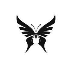 Obraz premium Stylish black butterfly silhouette on white background, concept for logo, fashion, beauty, and spring designs