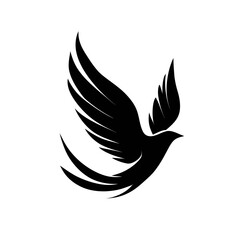 Obraz premium Stylized black bird silhouette with outstretched wings soaring in flight, concept for logo design, brand identity, and corporate image