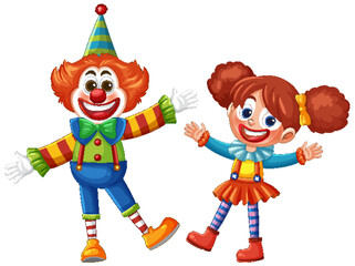 Cheerful Clown Duo in Vibrant Colors
