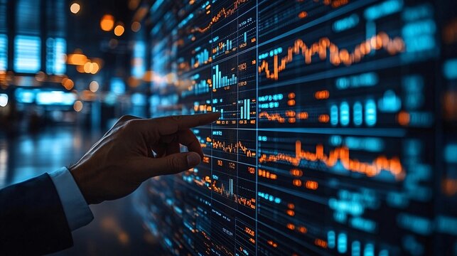advanced financial data analysis with digital stock market charts