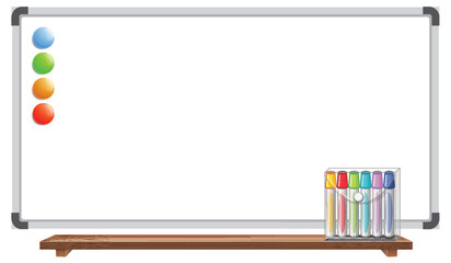 Colorful Markers on Classroom Whiteboard