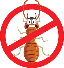 Stop Anti Termites Vector Icon Warning Symbol Design. Sign prohibiting insect infestation for pest control services 
