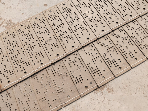 banarsi handloom saree designer punch card. Jacquard handloom pattern cards for an old textile machine in varanasi india