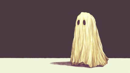 Cute Ghost Character with Simple Design and Playful Expression