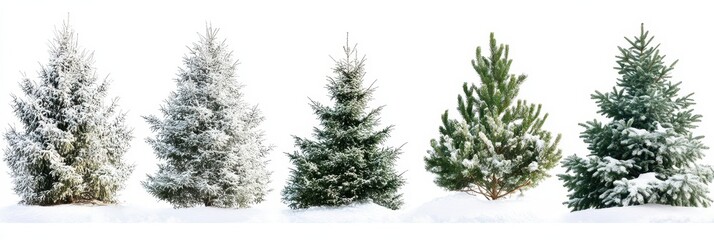 Fototapeta premium Snow Tree. Christmas Tree Collage with Isolated White Pine and Green Background