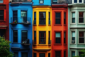 Obraz premium Social Housing. Colorful Apartment Building with Block Formed Balcony