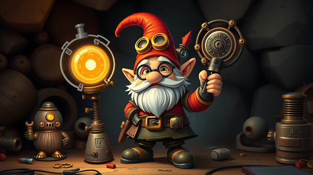 A quick-witted gnome inventor, creating ingenious gadgets and contraptions to overcome challenges. -