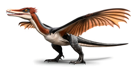 Fototapeta premium Detailed Illustration of Winged Reptile with Brown Orange and Black Scales