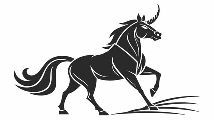 Obraz premium Black stallion silhouette vector illustration of a running horse