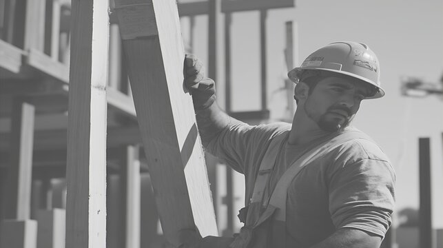 Construction Worker Ascending Ladder