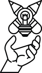 hand is holding a light bulb