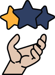 A hand holding three stars