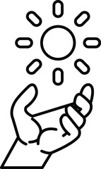 hand holding a sun The sun is surrounded by many small circles